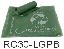 Recycling Bags Dual Size <br>Green Tint w/ Blue Recycle - 200